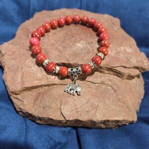 Stretchy Beaded Elephant Charm Bracelet